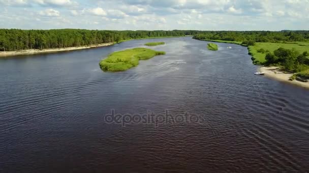 Gauja Fiume Lettonia Scarico Nel Mar Baltico Drone Aereo Vista — Video Stock