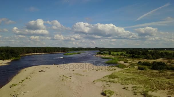 Gauja Rivière Lettonie Drone Dans Mer Baltique Vue Aérienne Uhd — Video