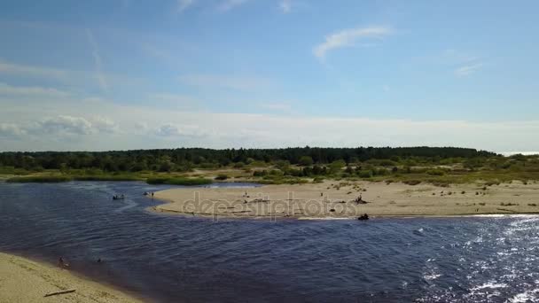 Rio Gauja Letónia Drenar Para Mar Báltico Drone Aéreo Vista — Vídeo de Stock