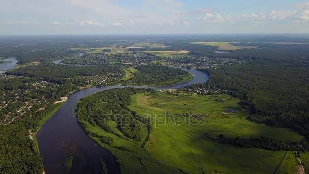 Gauja River Latvia Drain Baltic Sea Aerial Drone Top View — Stock Video