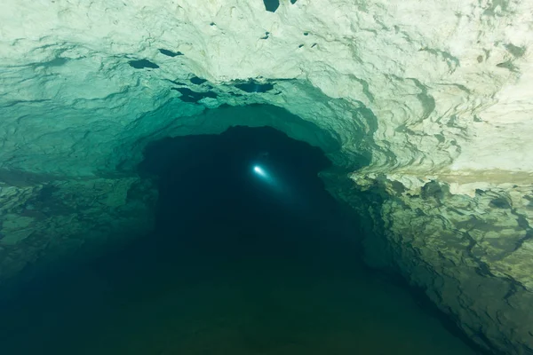 Divers Underwater Caves Diving Florida United States America — Stock Photo, Image