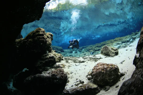 Buceadores Cuevas Submarinas Buceo Florida Estados Unidos América Imagen De Stock