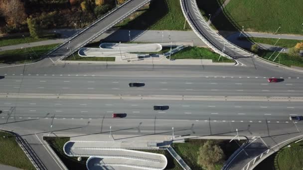 Samochody Rzece Dźwina Most Ryga Łotwa Antenowe Drone Widok Góry — Wideo stockowe