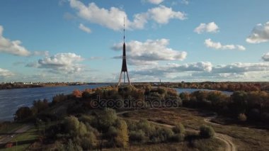 Riga Letonya Tv Kulesi Zakusala Avrupa en büyük hava dron Üstten Görünüm 