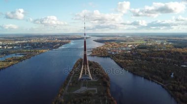 Riga Letonya Tv Kulesi Zakusala Avrupa en büyük hava dron Üstten Görünüm 