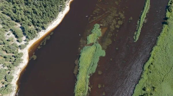 Río Gauja Letonia Desemboca Vista Aérea Del Mar Báltico — Foto de Stock