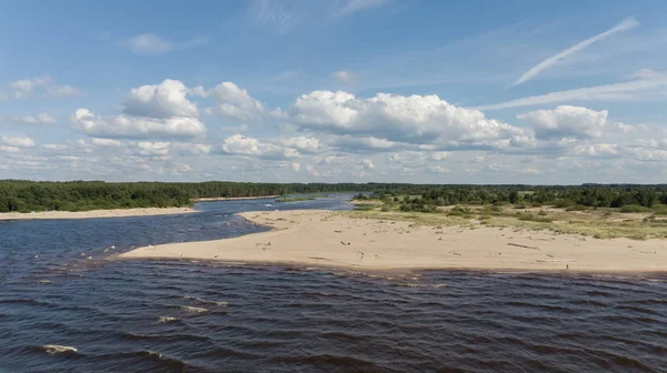 Gauja Fiume Lettonia Scarico Nel Mar Baltico Drone Aereo Vista — Foto Stock