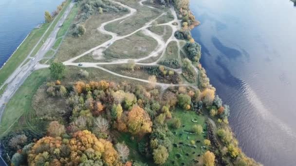 Riga Lettonie Daugava Île Zakusala Drone Aérien Vue Dessus — Video
