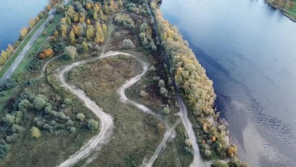 Rzeki Daugava Ryga Łotwa Zakusala Wyspy Antenowe Drone Widok Góry — Wideo stockowe
