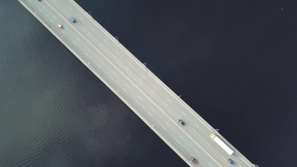 Cars River Daugava Bridge Riga Latvia Aerial Drone Top View — Stock Video