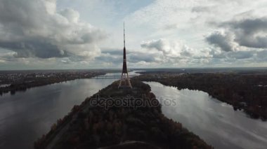 Riga Letonya Tv Kulesi Zakusala Avrupa en büyük hava dron Üstten Görünüm 