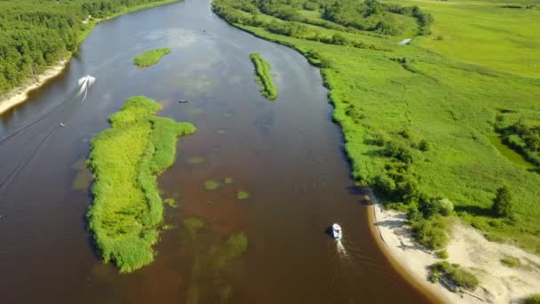 Gauja Rivière Lettonie Drone Dans Mer Baltique Vue Aérienne Uhd — Video