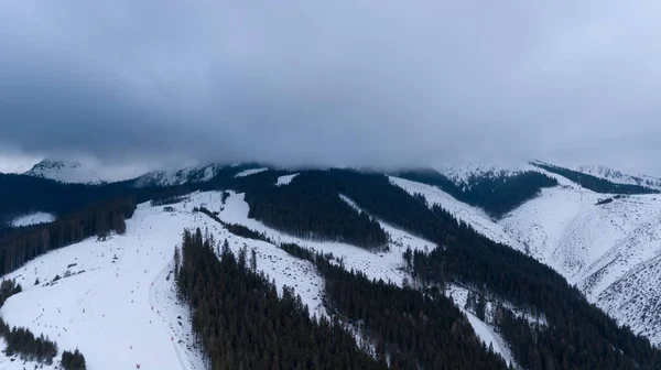 Síközpont Szlovákiában Jasna Hegyi Légi Drone Felülnézet — Stock Fotó