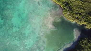 Bonaire Adası Karayip Denizi windsurf lagün Sorobon hava dron üstten görünüm 4k Uhd video 
