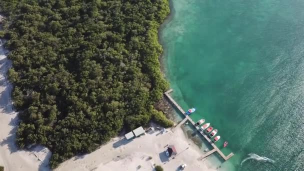 Bonaire Isla Caribe Mar Windsurf Laguna Sorobon Avión Tripulado Vista — Vídeo de stock