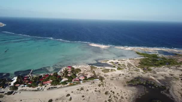 Bonaire Isla Caribe Mar Windsurf Laguna Sorobon Avión Tripulado Vista — Vídeos de Stock