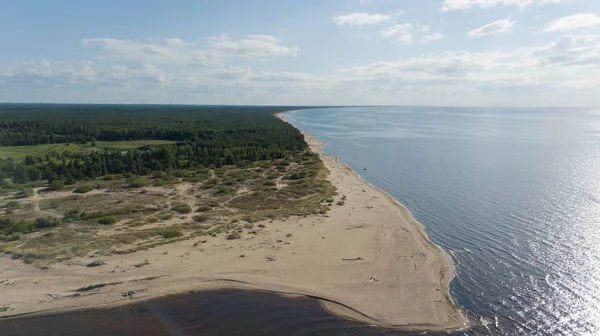 Río Gauja Letonia Desemboca Vista Aérea Del Mar Báltico — Foto de Stock