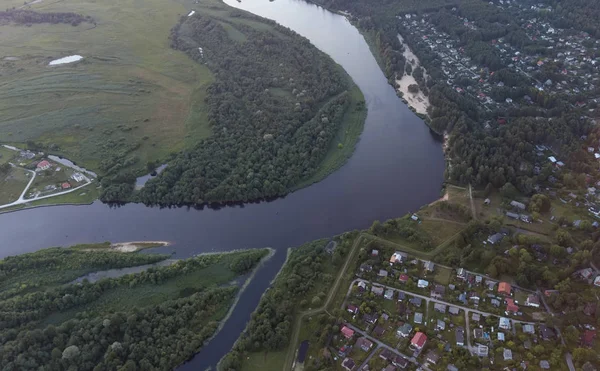 Rio Gauja Letônia Drenar Para Mar Báltico Drone Aéreo Vista — Fotografia de Stock