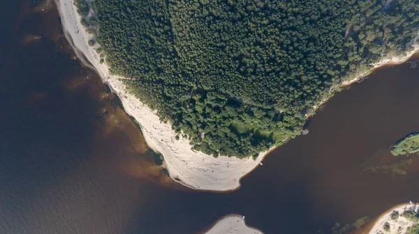 Río Gauja Letonia Desemboca Vista Aérea Del Mar Báltico —  Fotos de Stock