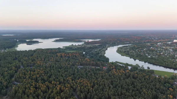 Luftaufnahme Der Landschaft Gauja See Feld Drohne Draufsicht — Stockfoto