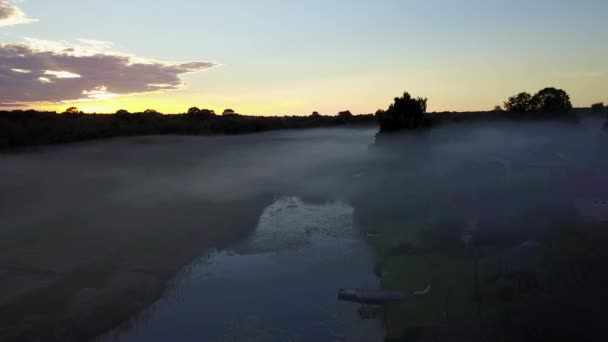 田舎ガウヤ湖フィールド ドローン トップ ビューの空撮 — ストック動画