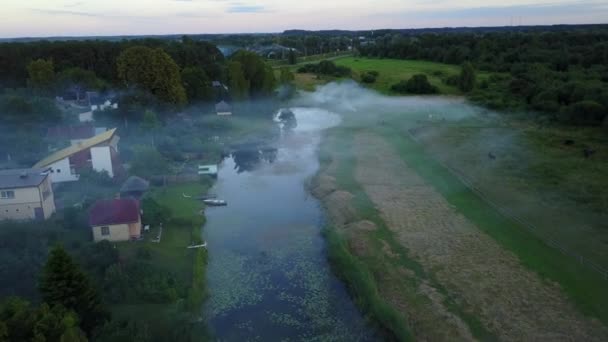 Vista Aerea Della Campagna Gauja Campo Del Lago Drone Vista — Video Stock