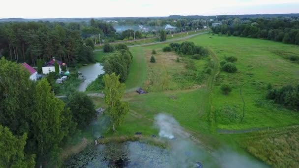 Vista Aerea Della Campagna Gauja Campo Del Lago Drone Vista — Video Stock