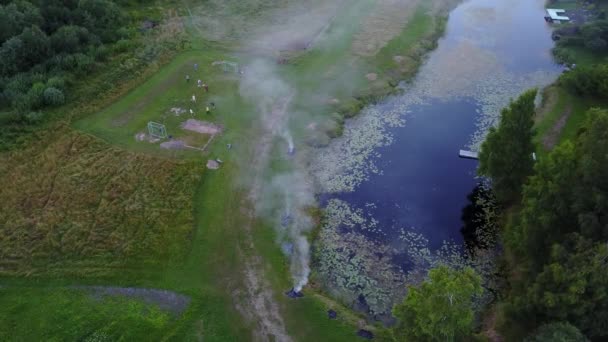 Vista Aerea Della Campagna Gauja Campo Del Lago Drone Vista — Video Stock