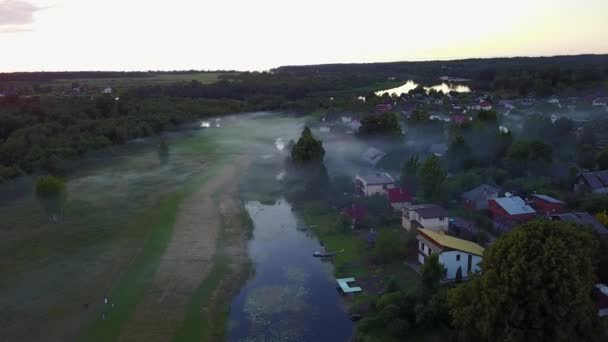 Luchtfoto Van Platteland Gauja Veld Drone Top Meerzicht — Stockvideo