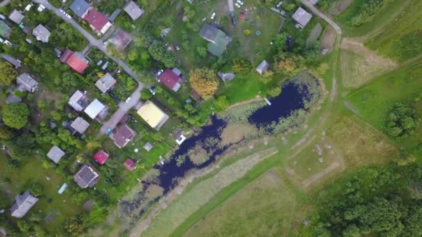 Widok Lotu Ptaka Wsi Gauja Jezioro Pole Drone Widok Góry — Wideo stockowe