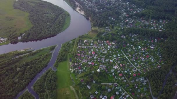 Vista Aérea Del Campo Lago Gauja Campo Drone Vista Superior — Vídeos de Stock