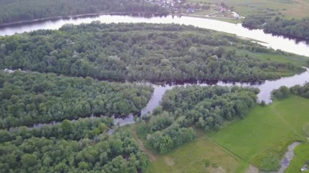 Vista Aerea Della Campagna Gauja Campo Del Lago Drone Vista — Video Stock