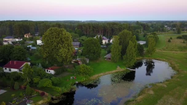 Vue Aérienne Campagne Gauja Champ Lac Drone Vue Dessus Uhd — Video