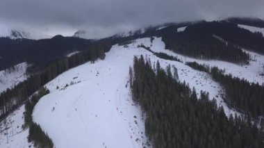 kar dağ Slovakya Kayak Kış Jasna Europa hava dron Üstten Görünüm