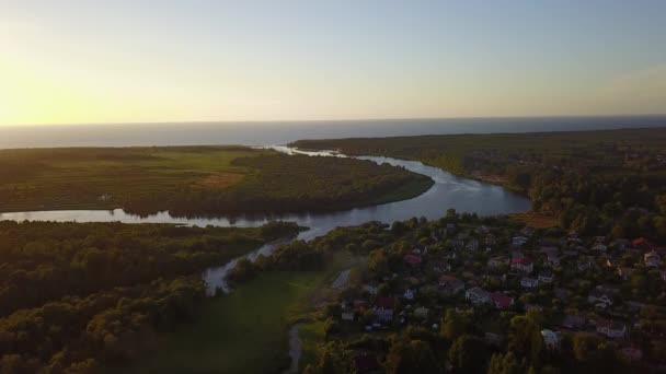 Vista Aérea Del Campo Lago Gauja Campo Drone Vista Superior — Vídeo de stock