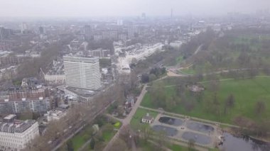 London Hyde Park İngiltere'de İngiltere dron üstten görünüm 4k Uhd video havadan görünümü