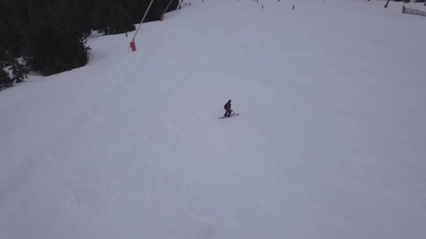 Sneeuw Slowakije Ski Winter Jasna Europa Luchtfoto Drone Top Uitzicht — Stockvideo