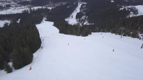 Sneeuw Slowakije Ski Winter Jasna Europa Luchtfoto Drone Top Uitzicht — Stockvideo