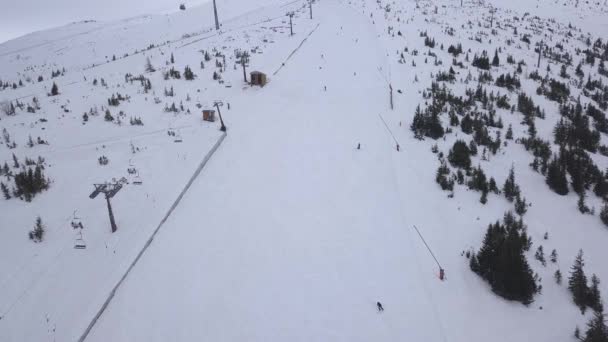 Nieve Montaña Eslovaquia Esquí Invierno Jasna Europa Avión Aéreo Vista — Vídeo de stock