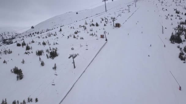 Snow Mountain Slovakia Ski Winter Jasna Europa Aerial Drone Top — Stok Video