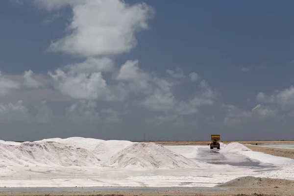 Caribbean Salt Lake Mining Work Bonaire Island Netherlandes Antilles — Stock Photo, Image