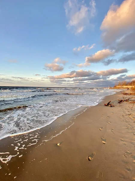 Baltık Denizi Sonbahar Plajı Bolderaja Riga Letonya — Stok fotoğraf