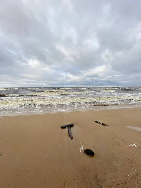 Baltic Sea Autumn Coast Sea Beach Saulkrasti Latvia — 스톡 사진