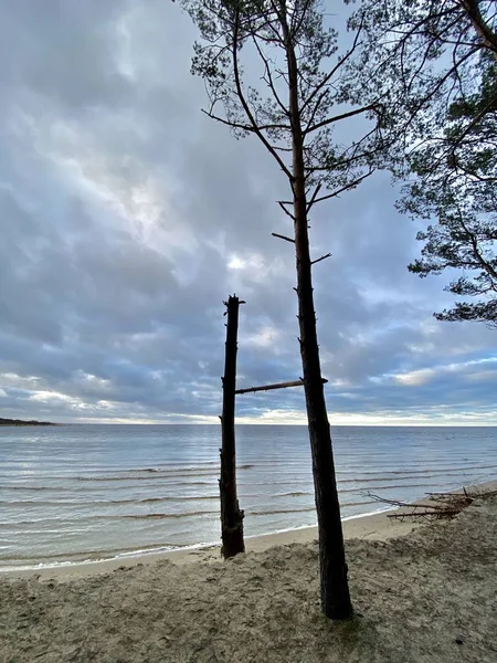 Mar Baltico Spiaggia Costa Autunnale Bolderaja Riga Lettonia — Foto Stock