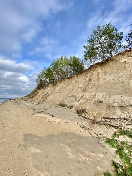 Bałtyk Morze Bałtyckie Jesienne Wybrzeże Plaża Carnikava Gauja Rzeka Łotwa — Zdjęcie stockowe