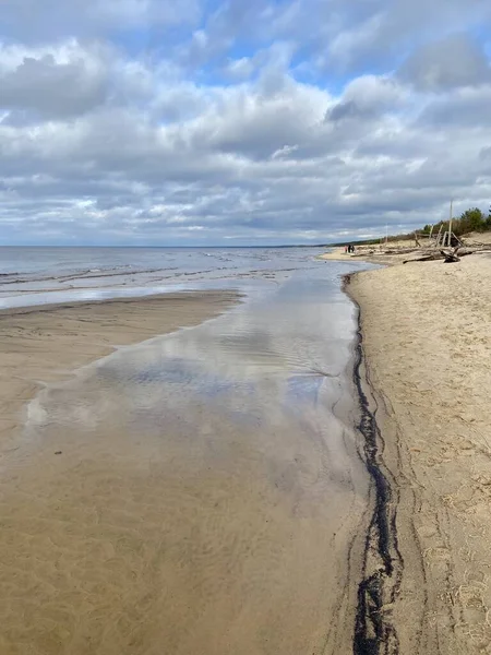 Mar Báltico Costa Otoño Playa Carnikava Río Gauja Letonia — Foto de Stock