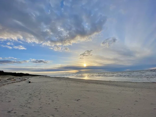 Oostzee Lente Kust Zee Strand Lilaste Letland — Stockfoto