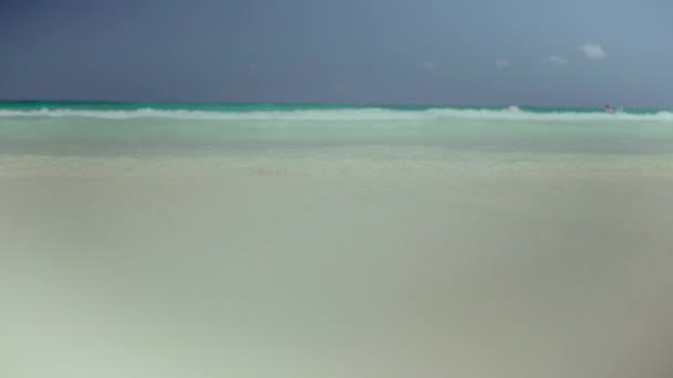 Piaszczysta Plaża Turkusowe Morze Karaibskie Tle Błękitnego Nieba — Wideo stockowe