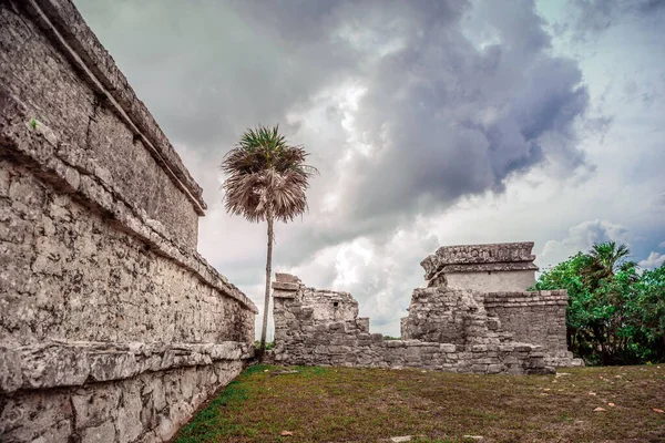 Ερείπια Του Τουλούμ Στην Ακτή Της Καραϊβικής Μεξικό — Φωτογραφία Αρχείου