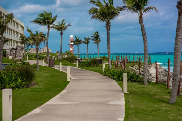 Lungomare Sulla Spiaggia Caraibica Nell Area Hoteleria Cancun Quintana Roo — Foto Stock
